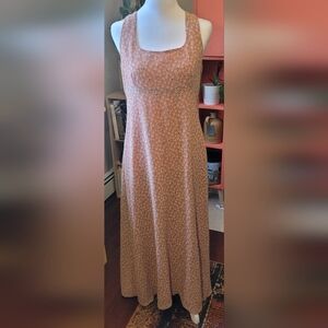 Vintage Donna Ricco Pink Floral Square-Neck Maxi Dress